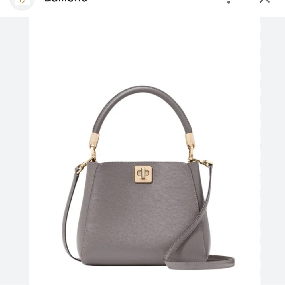 kate spade Gray Leather Top-Handle Crossbody Bag with Gold Hardware